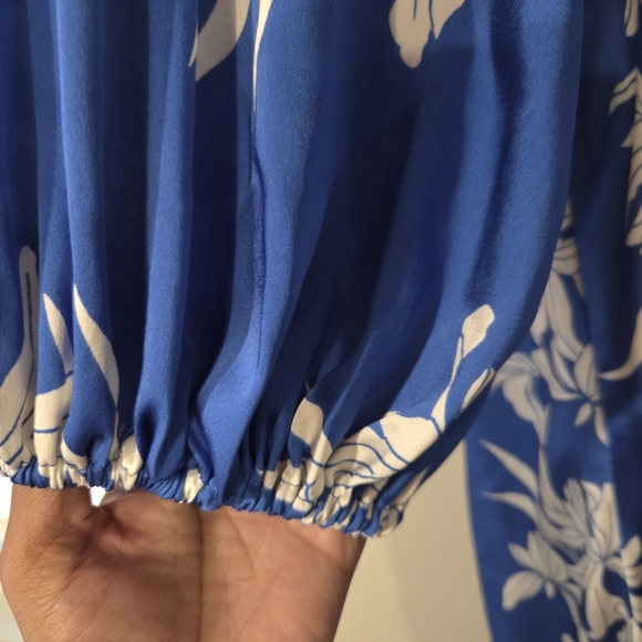 Alexis X Target Women's Plus Size Blue Floral Ruffled Hi-Low Satin Dress. 3X - Picture 9 of 11